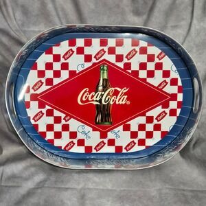 Coca-Cola Metal Serving Tray Red White Blue Picnic Collectible